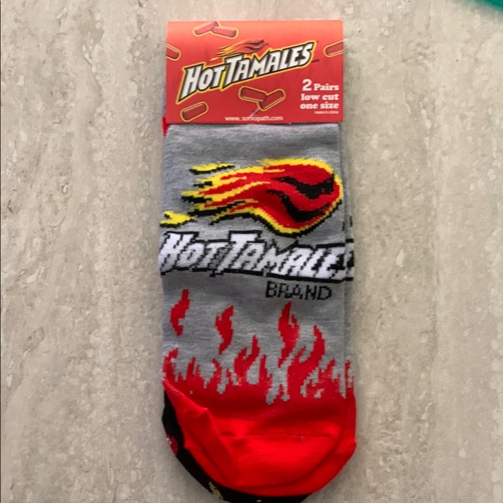 Hot Tamales Gray and Red Socks